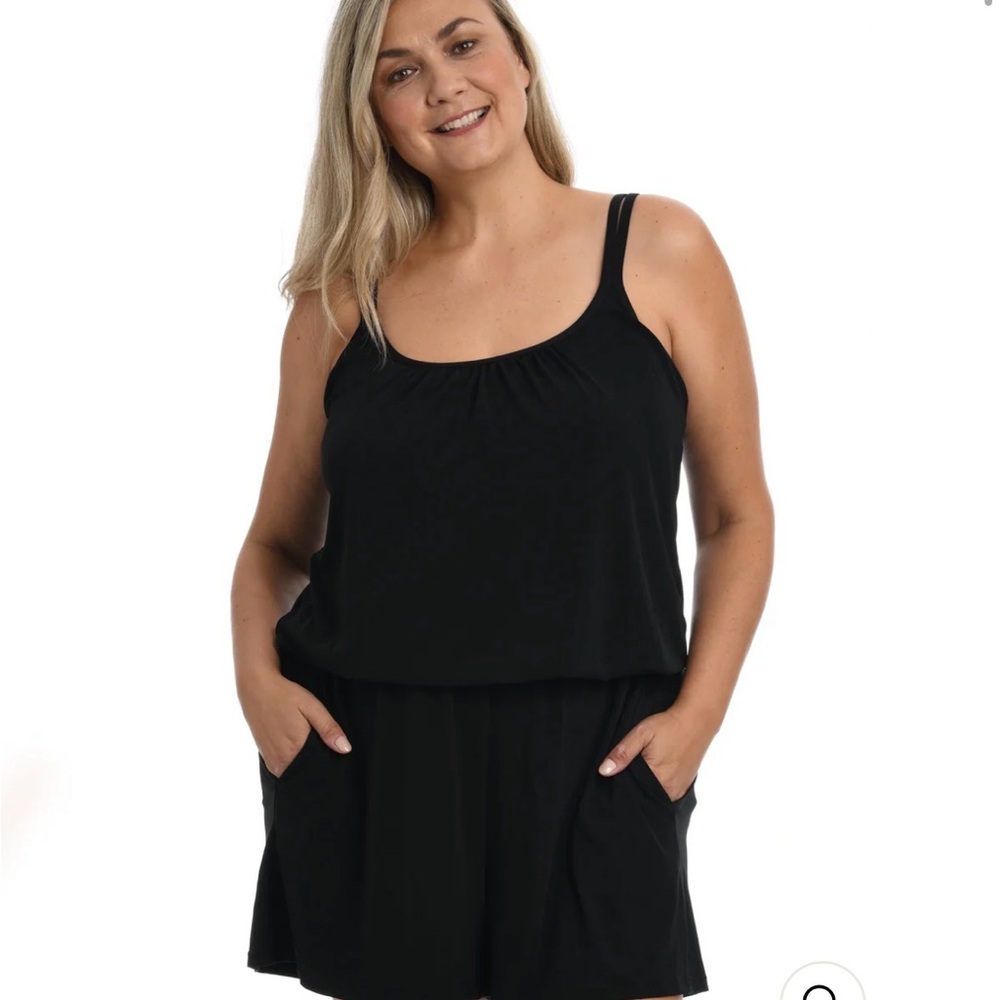 Maxine of Hollywood Jersey Swim Romper One Piece/Cover Up (Plus Size)